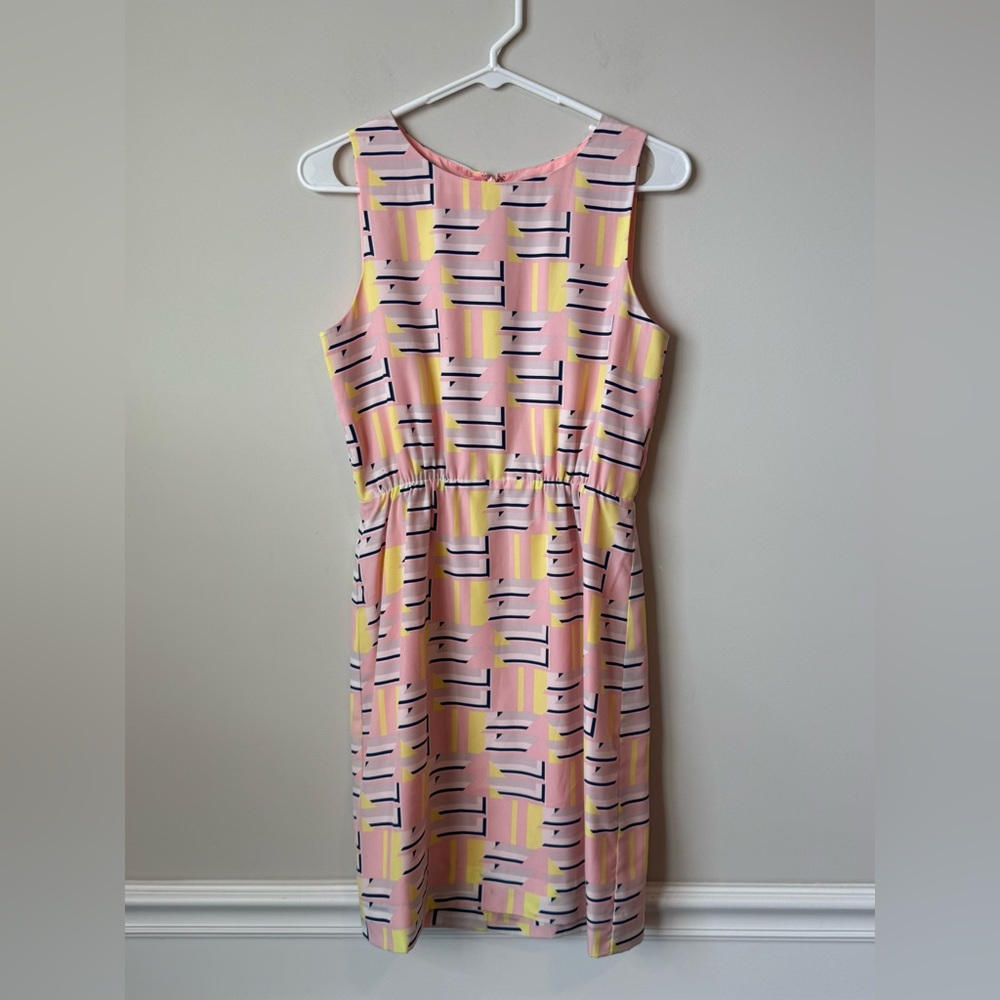 J. Crew Vibrant Pink and Yellow Geometric Mini Dress size 2